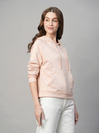 Women's Pink Organic Cotton Regular Fit Hoodie Sweatshirt