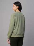 Women's Light Green Organic Cotton Regular Fit Sweatshirt