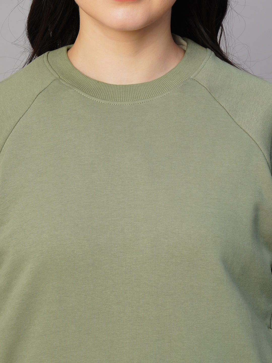 Women's Light Green Organic Cotton Regular Fit Sweatshirt