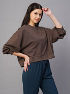 Women's Brown Organic Cotton Regular Fit Sweatshirt