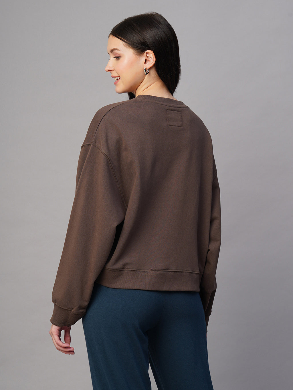 Women's Brown Organic Cotton Regular Fit Sweatshirt