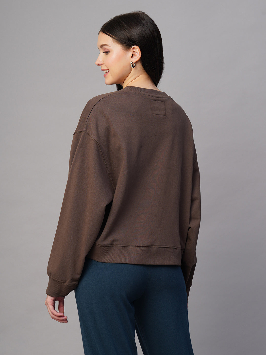 Women's Brown Organic Cotton Regular Fit Sweatshirt