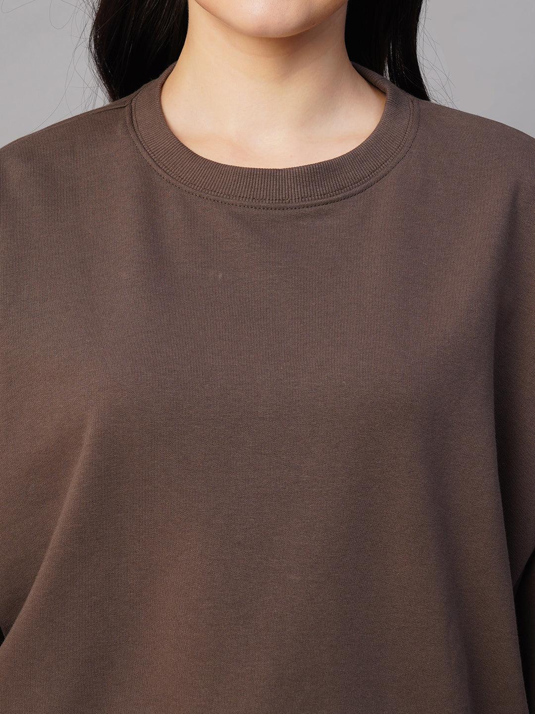 Women's Brown Organic Cotton Regular Fit Sweatshirt