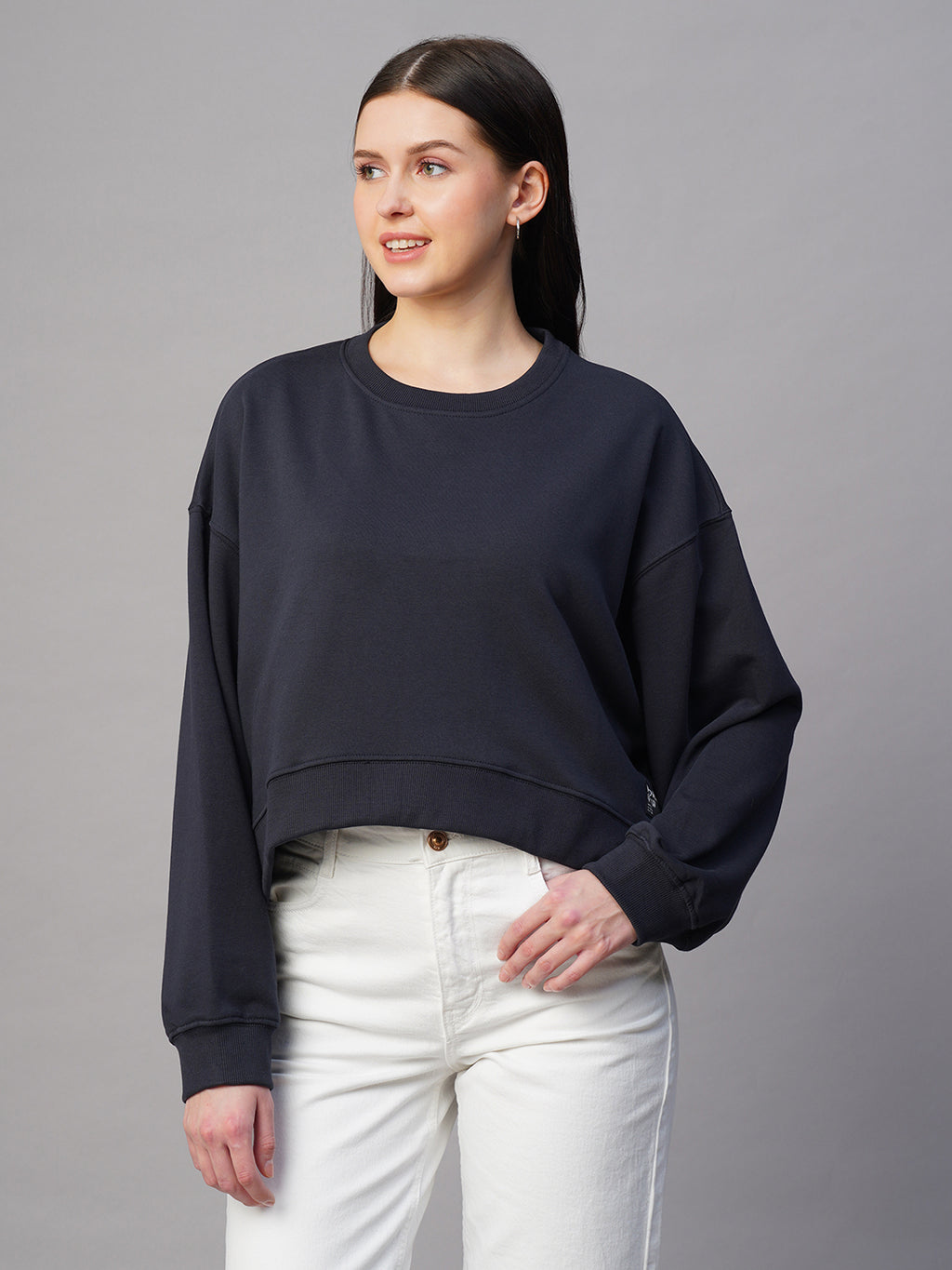 Women's Navy Organic Cotton Regular Fit Sweatshirt