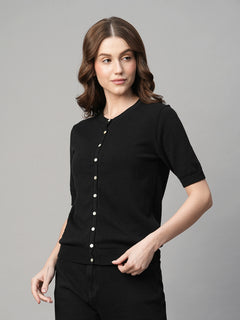 Women’s Cotton Viscose Regular Fit T-Shirt Black