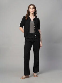 Women’s Cotton Viscose Regular Fit T-Shirt Black