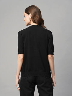 Women’s Cotton Viscose Regular Fit T-Shirt Black