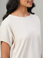 Women's Light Grey 100% Cotton Loose Fit Tshirt