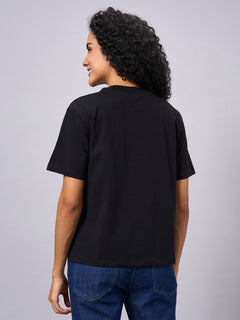 Women’s Cotton Elastane Regular Fit T-Shirt Black