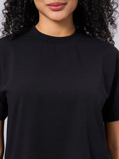Women’s Cotton Elastane Regular Fit T-Shirt Black