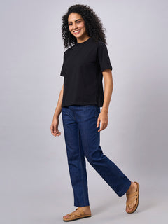 Women’s Cotton Elastane Regular Fit T-Shirt Black