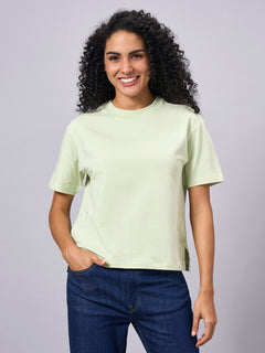 Women’s Cotton Elastane Regular Fit T-Shirt Green