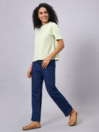 Women's Green Cotton Elastane Regular Fit Tshirt