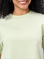 Women's Green Cotton Elastane Regular Fit Tshirt