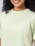 Women's Green Cotton Elastane Regular Fit Tshirt
