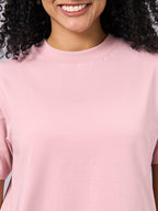Women's Pink Cotton Elastane Regular Fit Tshirt