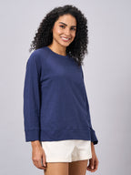 Women's Navy 100% Organic Cotton Regular Fit Tshirt