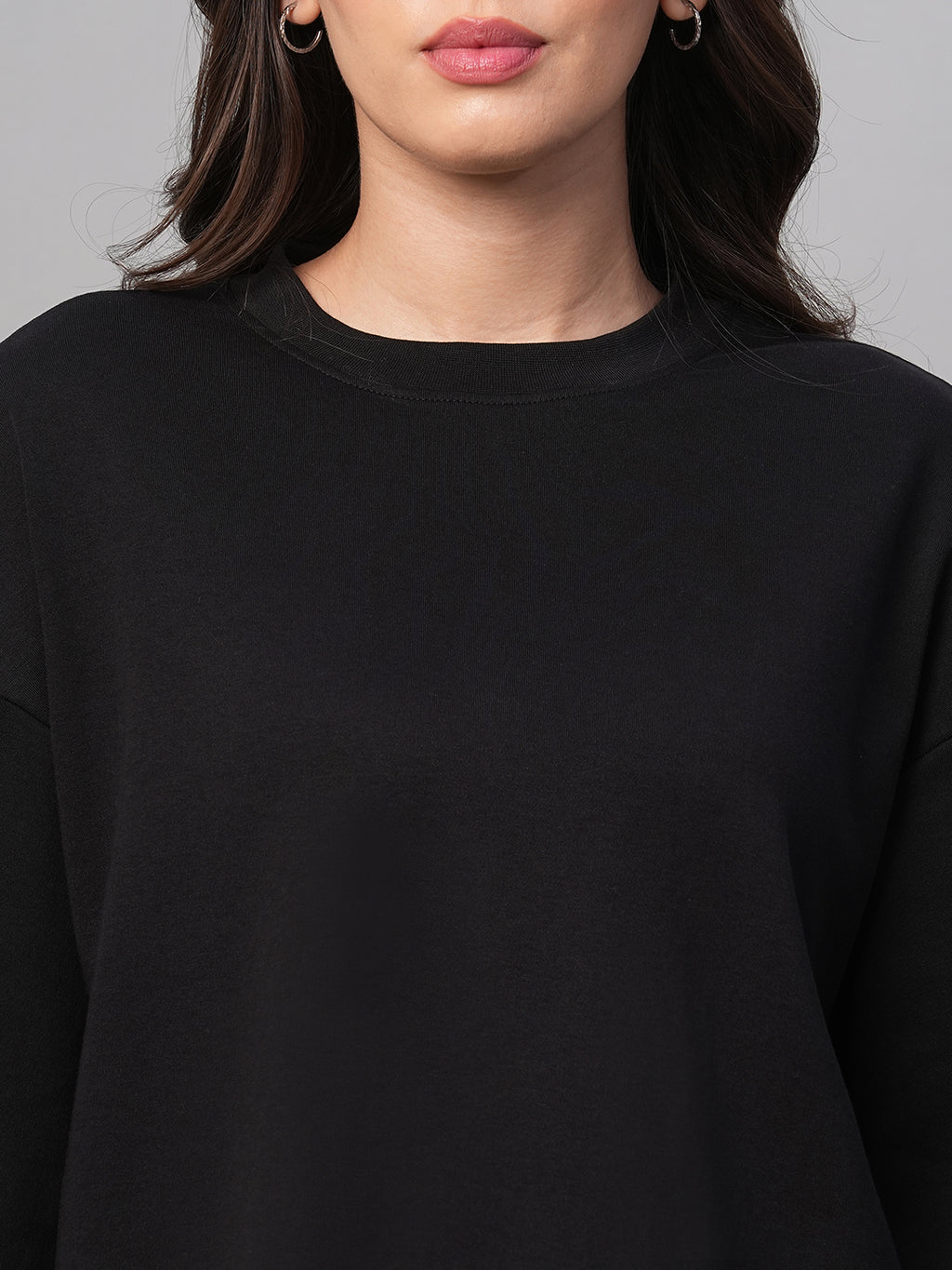 Women's Black 100% Cotton Loose Fit Tshirt