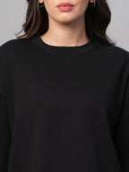 Women's Black 100% Cotton Loose Fit Tshirt