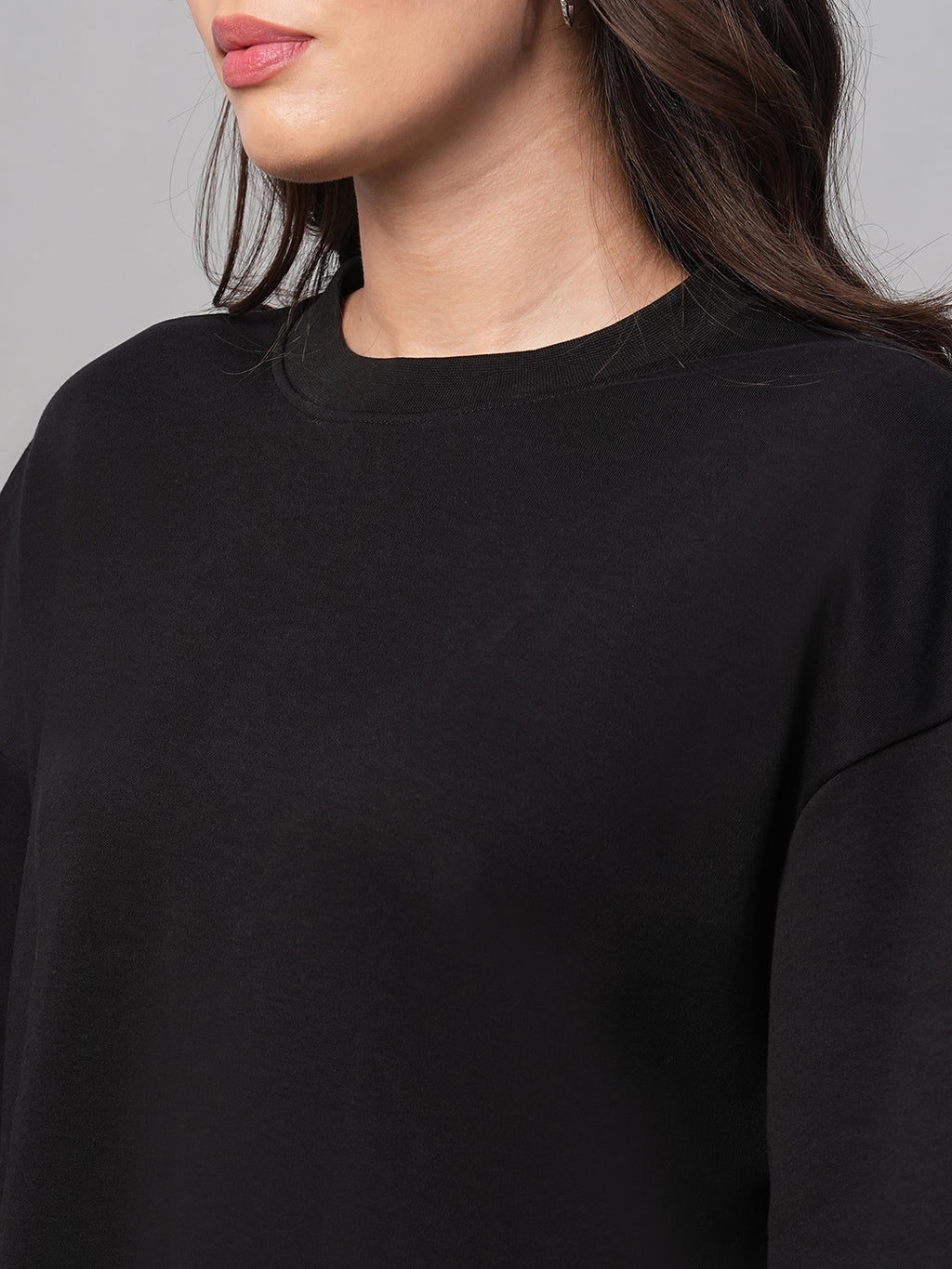 Women's Black 100% Cotton Loose Fit Tshirt