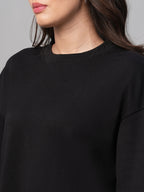 Women's Black 100% Cotton Loose Fit Tshirt