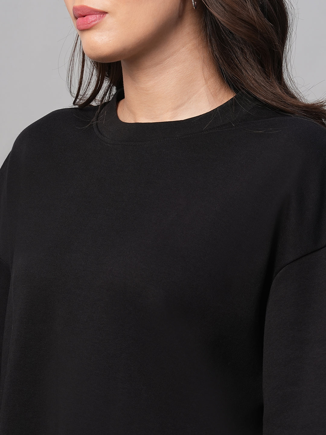 Women's Black 100% Cotton Loose Fit Tshirt
