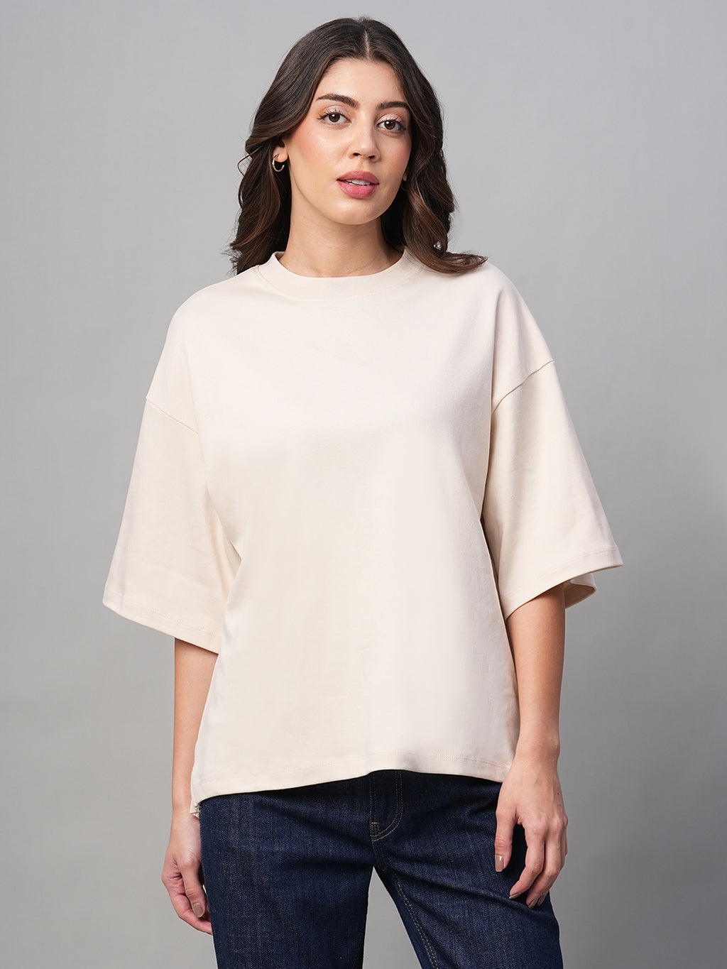 Women's Natural 100% Cotton Loose Fit Tshirt