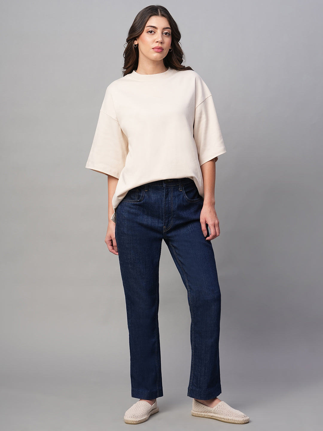Women's Natural 100% Cotton Loose Fit Tshirt