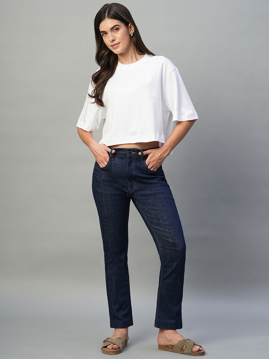 Women's White 100% Cotton Boxy Fit Tshirt