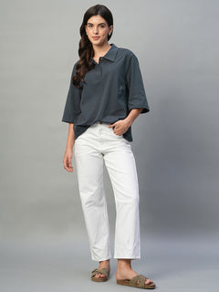 Women’s Cotton Elastane Regular Fit T-Shirt Navy