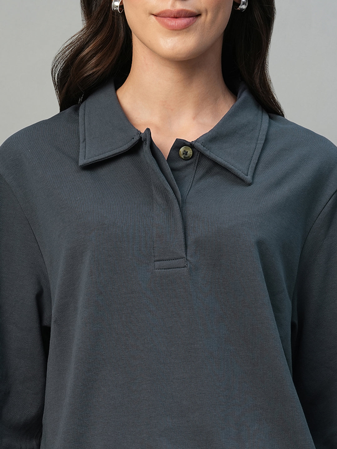 Women's Cotton Elastane Regular Fit Tshirt Navy