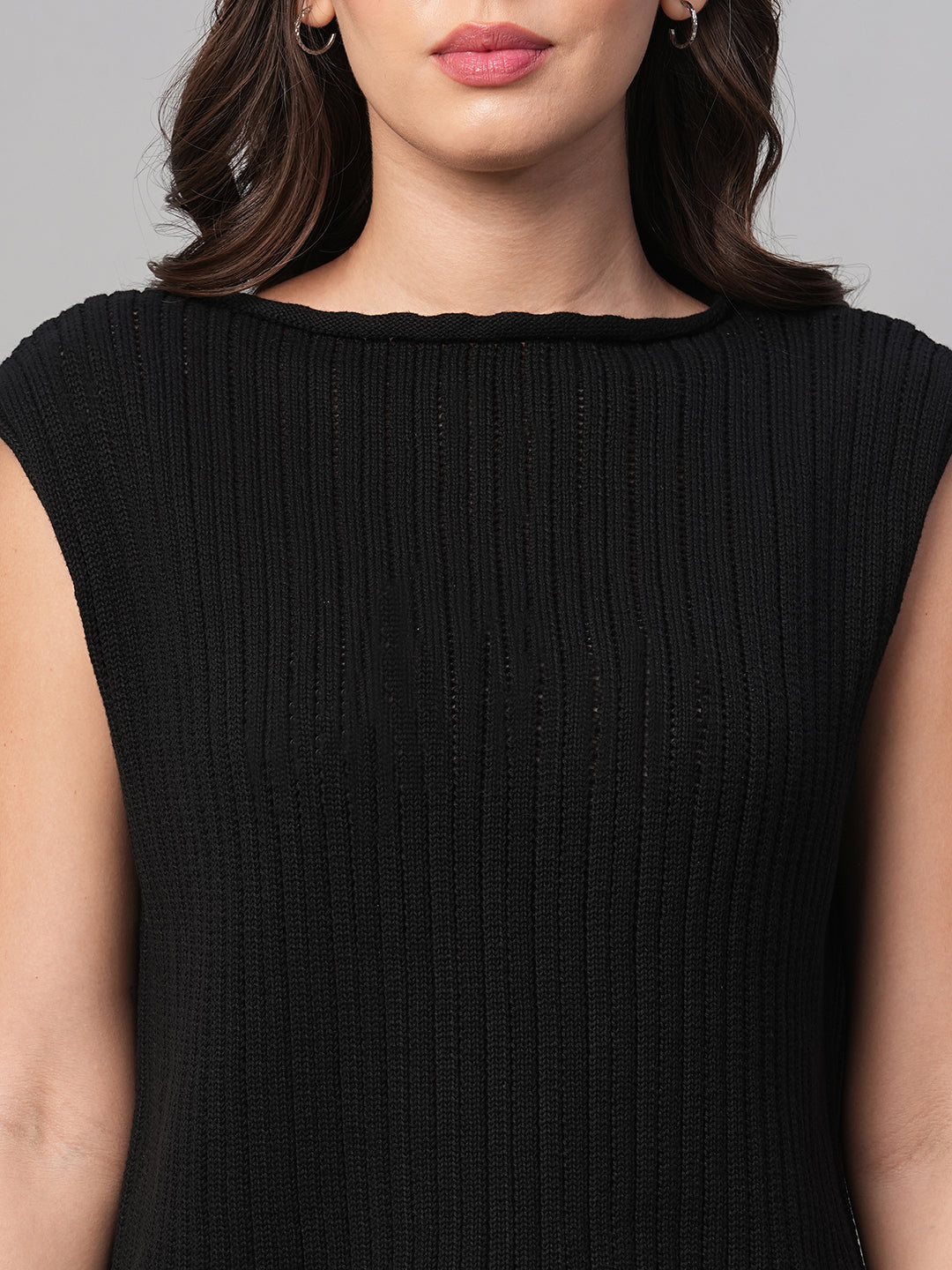 Women's Black 100% Cotton Regular Fit Tshirt