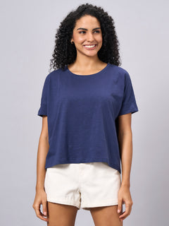 Women’s Organic Cotton Regular Fit Crew Neck T-Shirt Navy