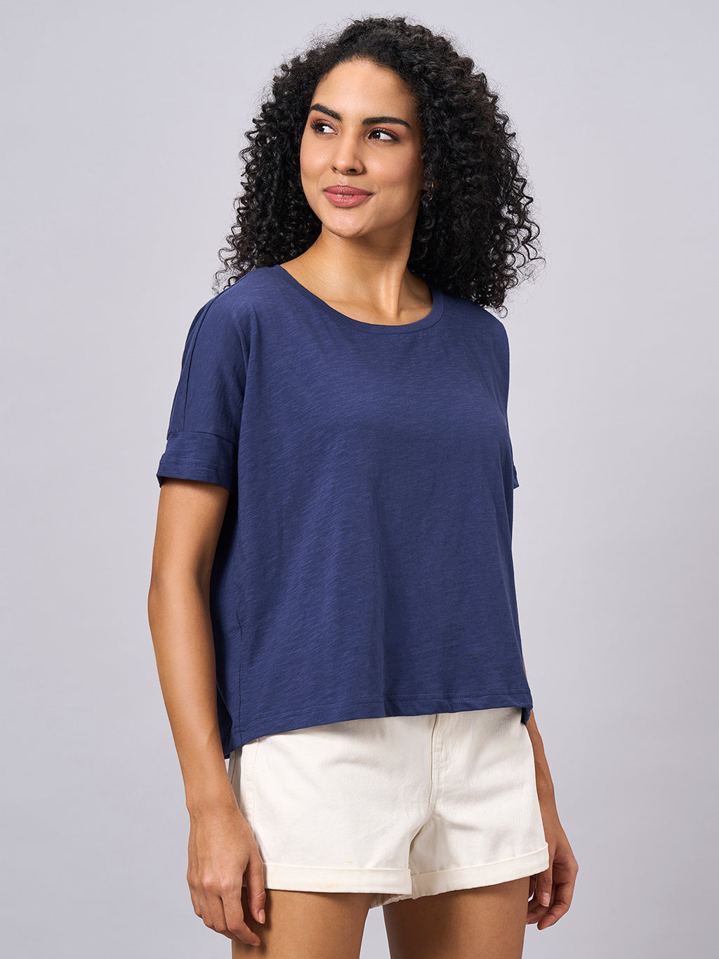 Women's Navy 100% Organic Cotton Regular Fit Tshirt