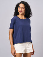 Women's Navy 100% Organic Cotton Regular Fit Tshirt