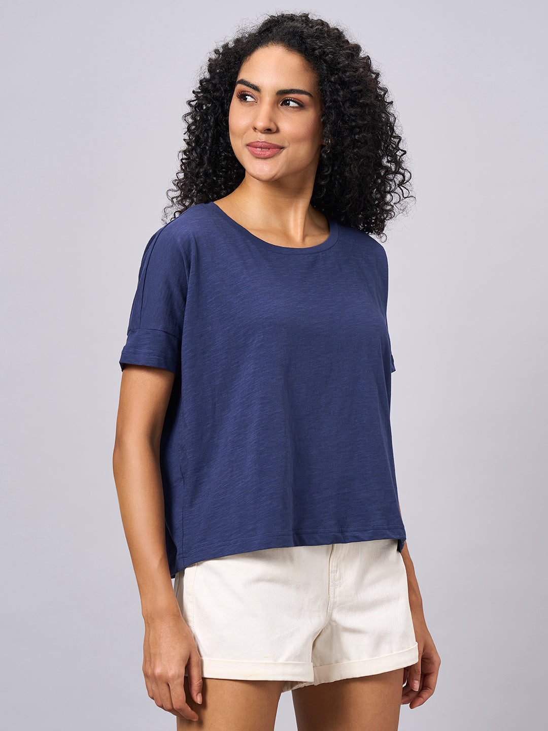 Women's Navy 100% Organic Cotton Regular Fit Tshirt