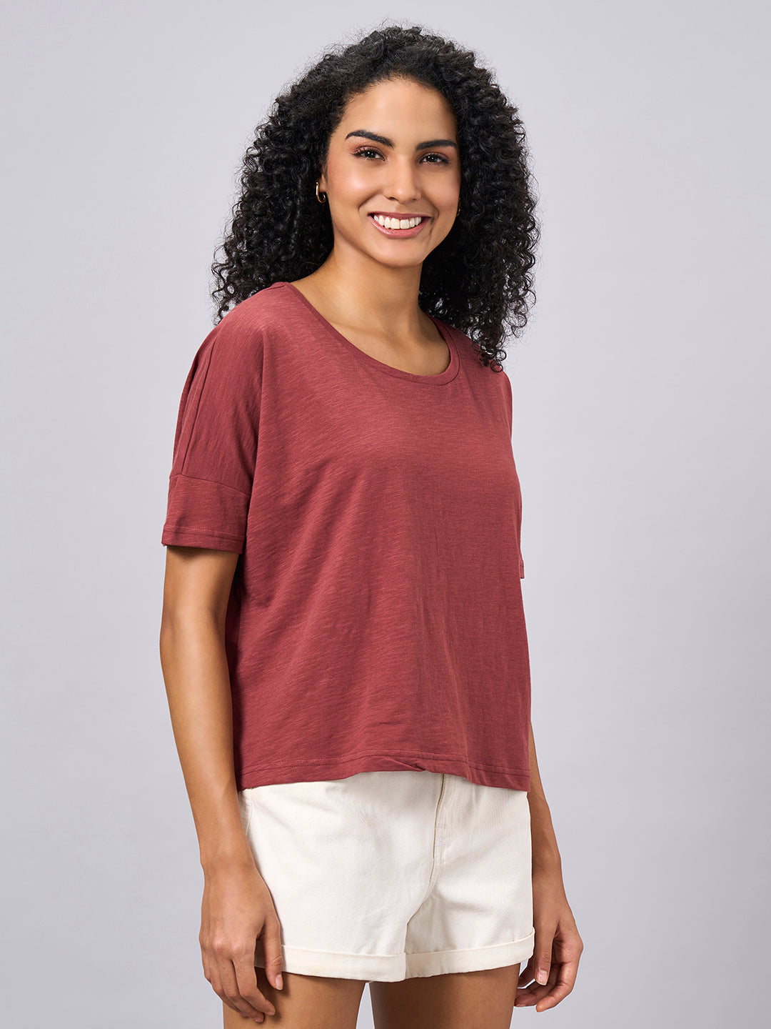 Women's Red 100% Organic Cotton Regular Fit Tshirt