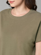 Women's 100% Cotton Loose Fit Tshirt Khaki