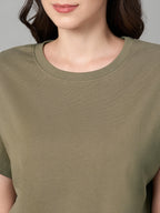 Women's 100% Cotton Loose Fit Tshirt Khaki