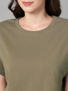 Women’s Cotton Loose Fit T-Shirt Khaki