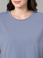 Women's Lavender Cotton Bamboo Elastane Loose Fit Tshirt