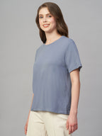 Women's Lavender Cotton Bamboo Elastane Regular Fit Tshirt