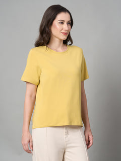 Women’s Cotton Bamboo Regular Fit T-Shirt Mustard