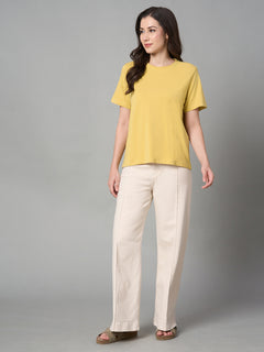 Women’s Cotton Bamboo Regular Fit T-Shirt Mustard