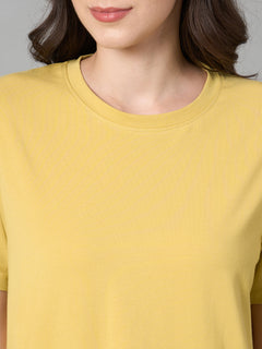 Women’s Cotton Bamboo Regular Fit T-Shirt Mustard