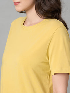 Women’s Cotton Bamboo Regular Fit T-Shirt Mustard