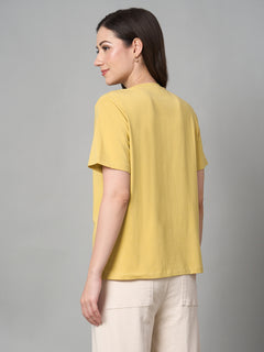 Women’s Cotton Bamboo Regular Fit T-Shirt Mustard