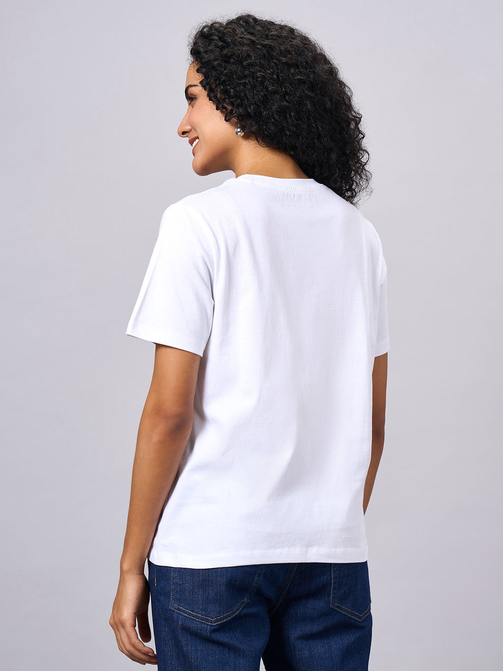 Women's White 100% Organic Cotton Regular Fit Tshirt