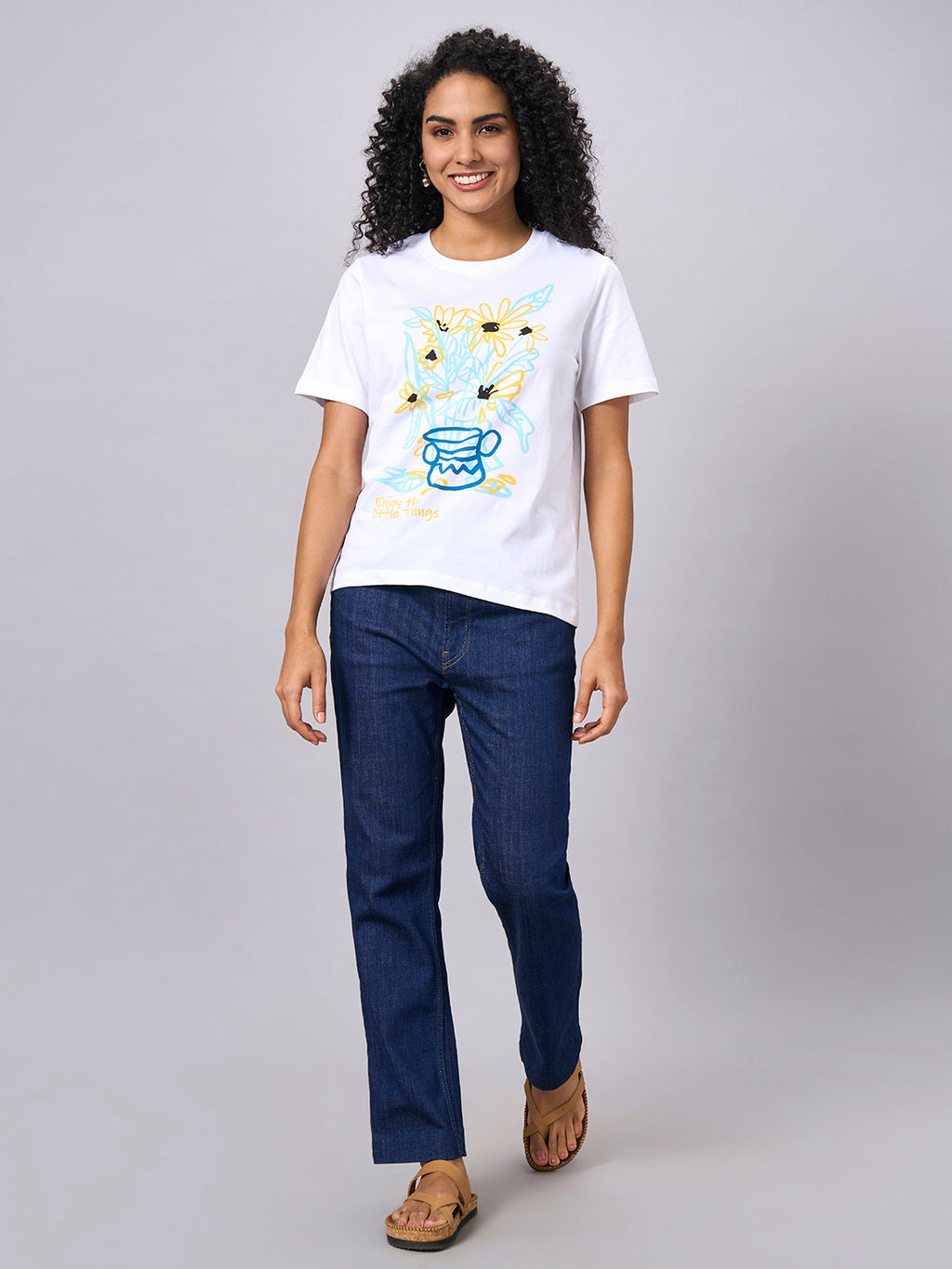 Women's White 100% Organic Cotton Regular Fit Tshirt