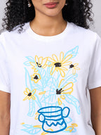 Women's White 100% Organic Cotton Regular Fit Tshirt